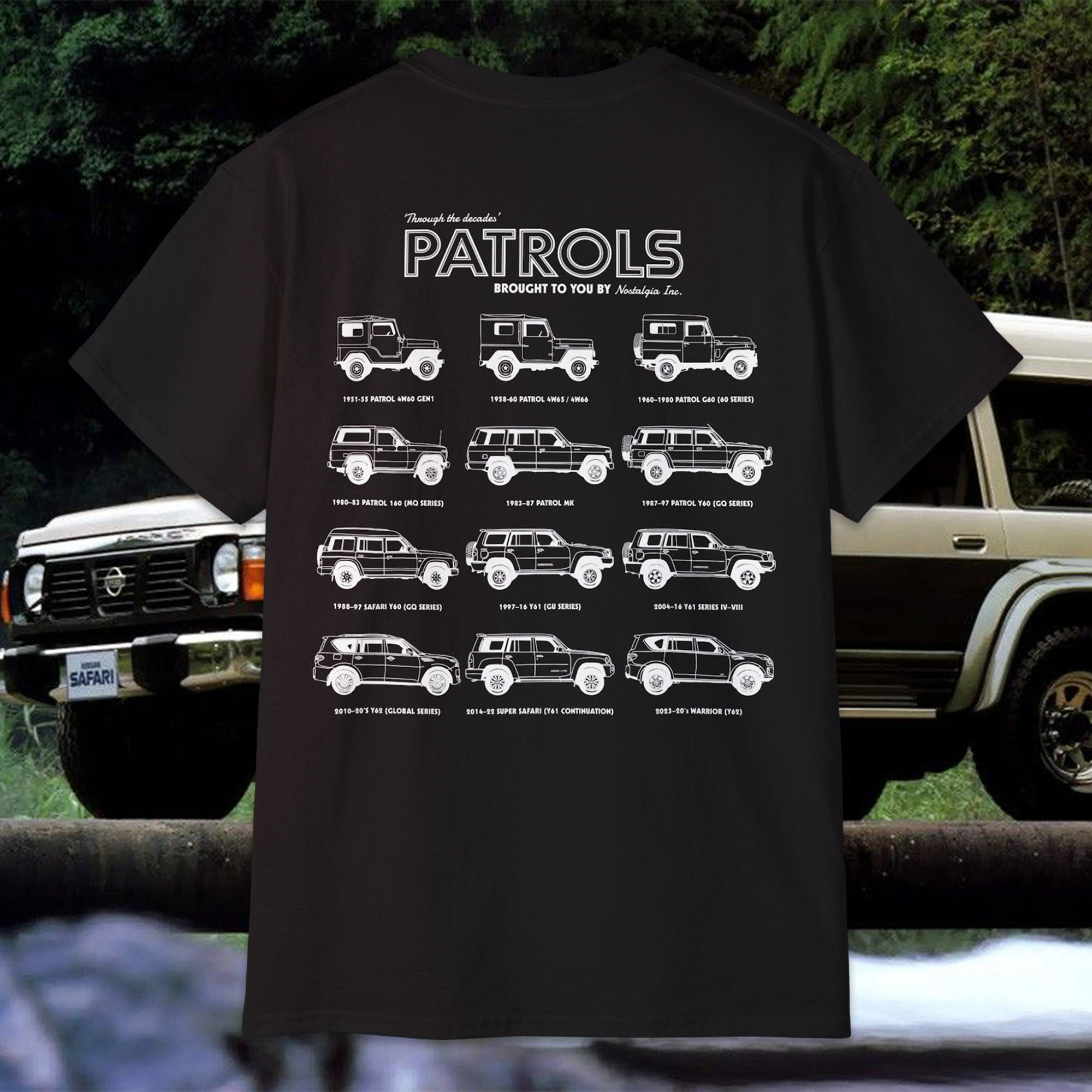 Nissan Patrol t-shirt, Nissan Patrol 4W60 shirt, Nissan Patrol 4W65 t-shirt, Nissan Patrol G60 clothing, Nissan Patrol MQ shirt, Nissan Patrol MK t-shirt, Nissan Patrol GQ shirt, Nissan Patrol Y60 clothing, Nissan Patrol GU shirt, Nissan Patrol Y61 t-shirt, Nissan Patrol Y62 shirt, Nissan Patrol Safari clothing, Nissan Patrol Warrior shirt, vintage Nissan Patrol t-shirt, classic Nissan Patrol apparel