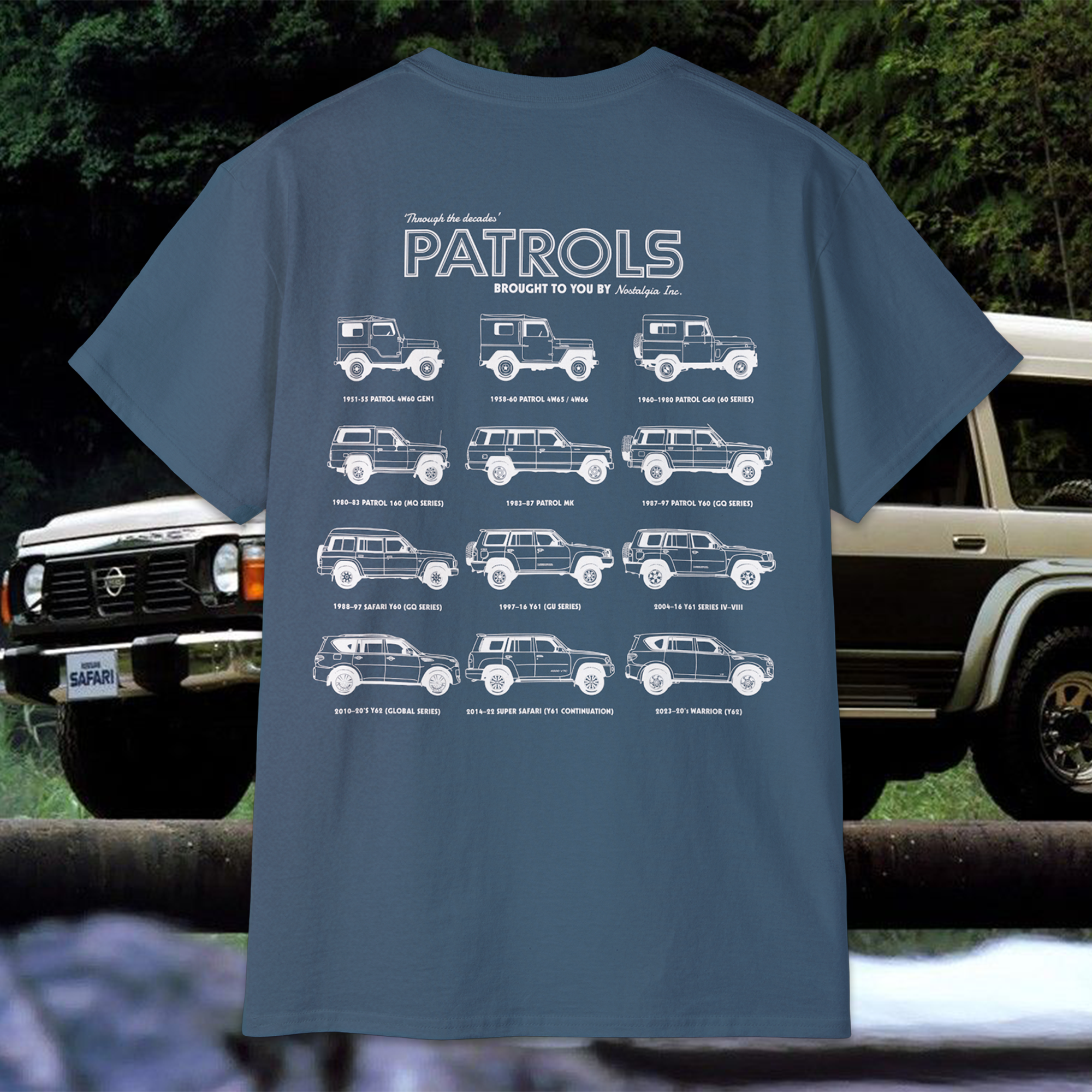 Nissan Patrol t-shirt, Nissan Patrol 4W60 shirt, Nissan Patrol 4W65 t-shirt, Nissan Patrol G60 clothing, Nissan Patrol MQ shirt, Nissan Patrol MK t-shirt, Nissan Patrol GQ shirt, Nissan Patrol Y60 clothing, Nissan Patrol GU shirt, Nissan Patrol Y61 t-shirt, Nissan Patrol Y62 shirt, Nissan Patrol Safari clothing, Nissan Patrol Warrior shirt, vintage Nissan Patrol t-shirt, classic Nissan Patrol apparel