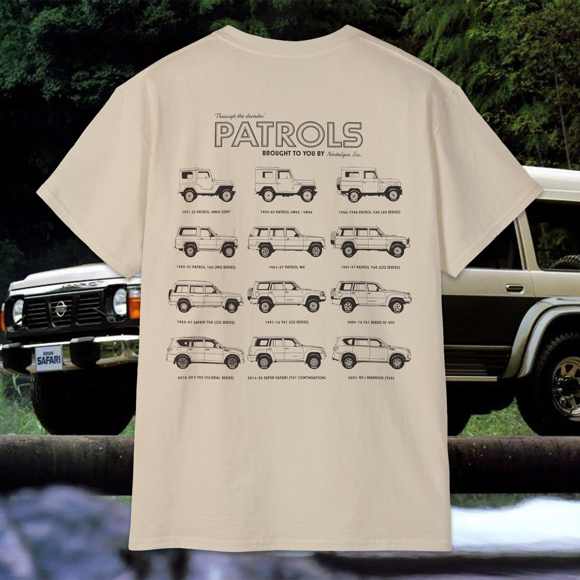 Nissan Patrol t-shirt, Nissan Patrol 4W60 shirt, Nissan Patrol 4W65 t-shirt, Nissan Patrol G60 clothing, Nissan Patrol MQ shirt, Nissan Patrol MK t-shirt, Nissan Patrol GQ shirt, Nissan Patrol Y60 clothing, Nissan Patrol GU shirt, Nissan Patrol Y61 t-shirt, Nissan Patrol Y62 shirt, Nissan Patrol Safari clothing, Nissan Patrol Warrior shirt, vintage Nissan Patrol t-shirt, classic Nissan Patrol apparel
