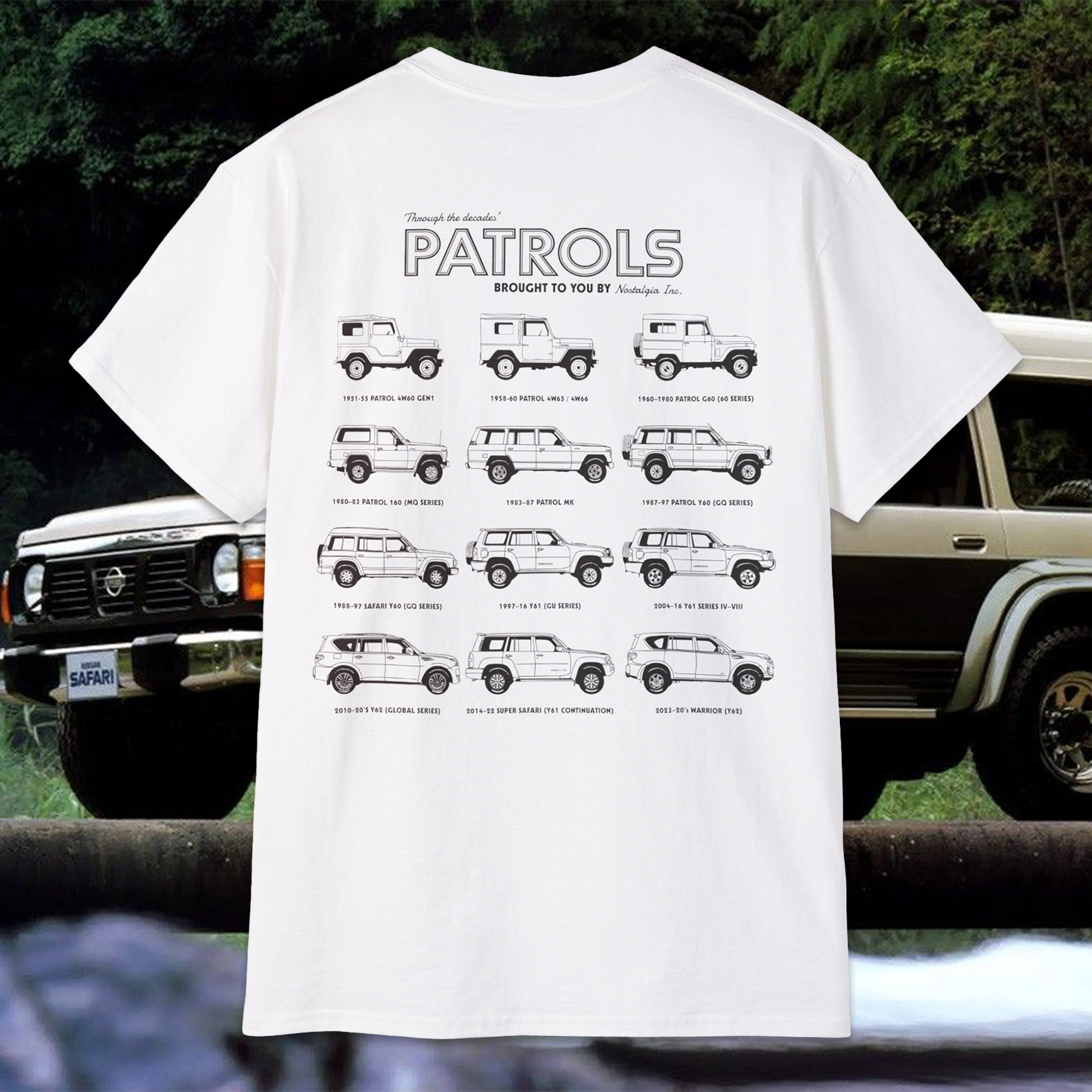 Nissan Patrol t-shirt, Nissan Patrol 4W60 shirt, Nissan Patrol 4W65 t-shirt, Nissan Patrol G60 clothing, Nissan Patrol MQ shirt, Nissan Patrol MK t-shirt, Nissan Patrol GQ shirt, Nissan Patrol Y60 clothing, Nissan Patrol GU shirt, Nissan Patrol Y61 t-shirt, Nissan Patrol Y62 shirt, Nissan Patrol Safari clothing, Nissan Patrol Warrior shirt, vintage Nissan Patrol t-shirt, classic Nissan Patrol apparel