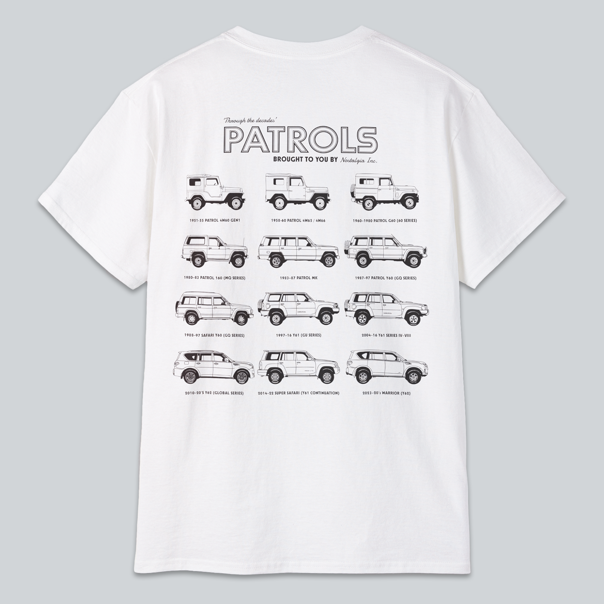 Nissan Patrol t-shirt, Nissan Patrol 4W60 shirt, Nissan Patrol 4W65 t-shirt, Nissan Patrol G60 clothing, Nissan Patrol MQ shirt, Nissan Patrol MK t-shirt, Nissan Patrol GQ shirt, Nissan Patrol Y60 clothing, Nissan Patrol GU shirt, Nissan Patrol Y61 t-shirt, Nissan Patrol Y62 shirt, Nissan Patrol Safari clothing, Nissan Patrol Warrior shirt, vintage Nissan Patrol t-shirt, classic Nissan Patrol apparel